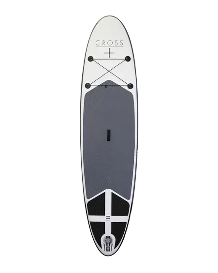 10’7″ Cross Stand-Up Paddleboard Package – White and Grey Combo