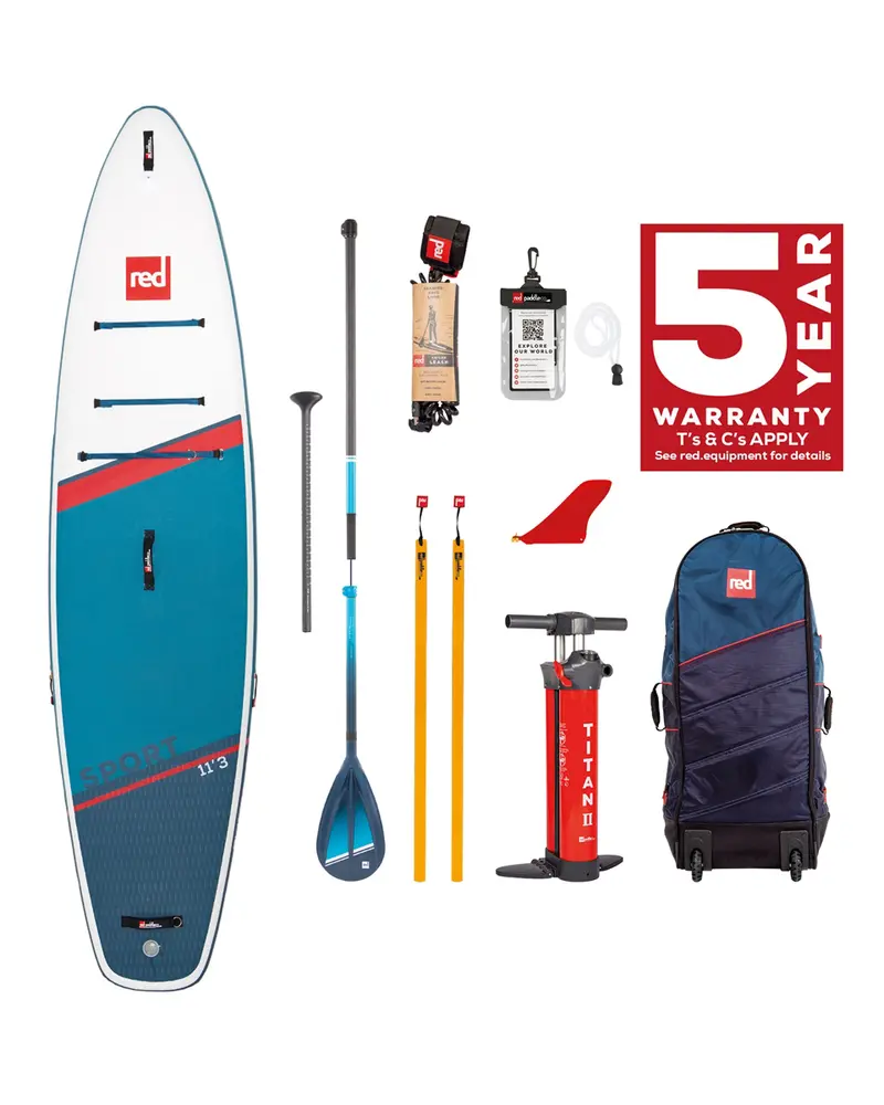11’3″ Sport Hybrid Tough Inflatable Stand-Up Paddleboard – Blue