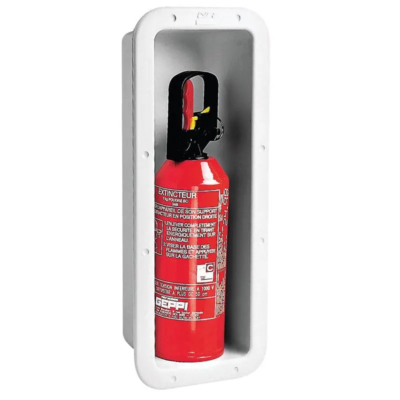 2 kg Fire Extinguisher Holder – Wall-Mountable White Storage Case | 4Boats