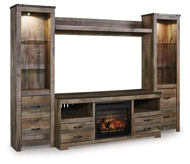 4-Piece Trinell Entertainment Center with Electric Fireplace