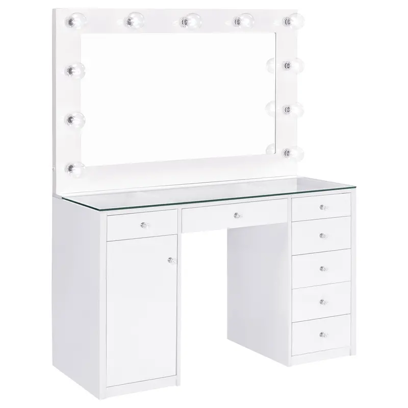 Acena LED Lighted Vanity Desk with Makeup Mirror