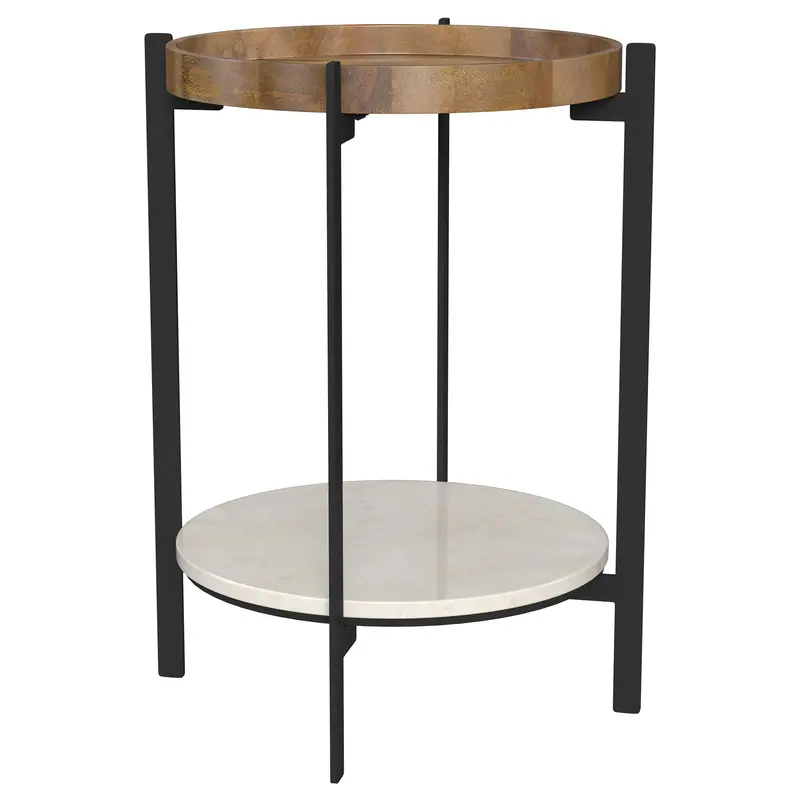 Adhvik Minimalist End Table with Solid Wood Top