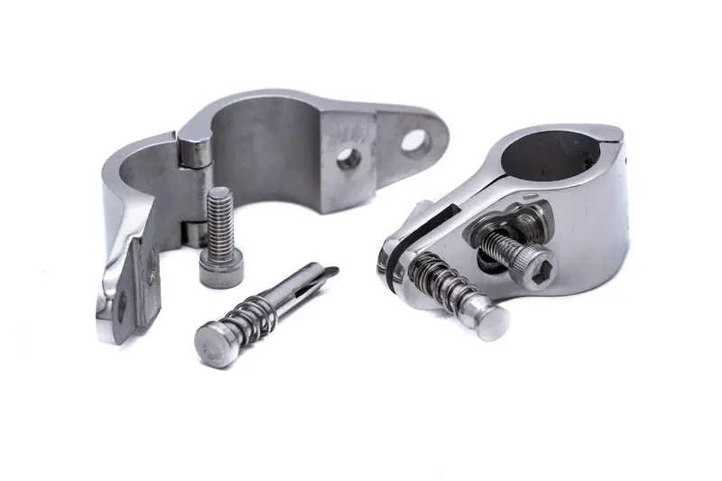 Adjustable Jaw Clamp Bimini Fitting with Spring-Loaded Quick-Release Hinge