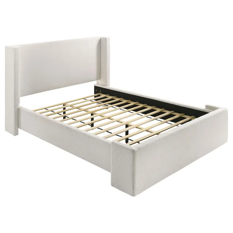 Alamosa Wingback Platform Bed with Soft-Textured Upholstery