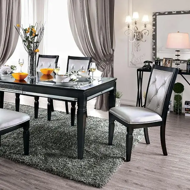 Alena Black and Metallic Silver Dining Table
