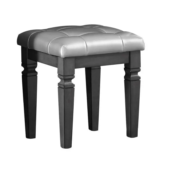 Allura Gray Fabric Vanity Stool (Model 1916GY-14)