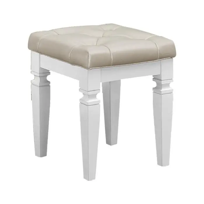 Allura White Upholstered Vanity Stool (Model 1916W-14)