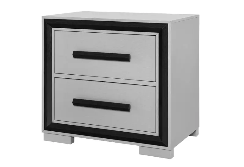 Amelia Grey-and-Black Nightstand – Minimalist Side Table