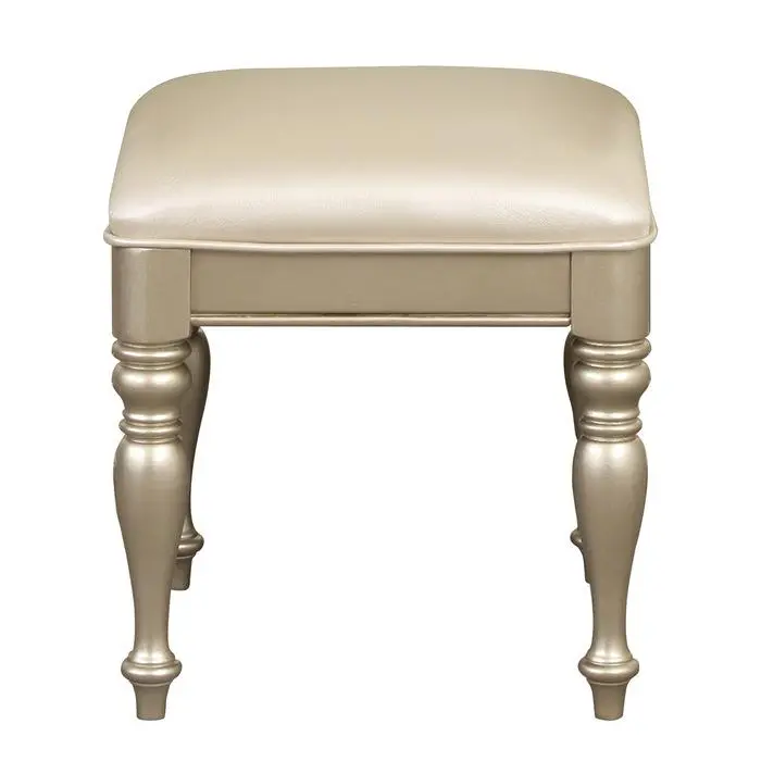 Antoinetta Champagne Wood Vanity Stool (Model 1919NC-14)