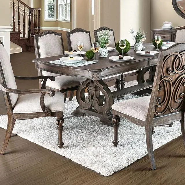 ARCADIA Ivory and Wood Dining Table – Rustic Hybrid Design