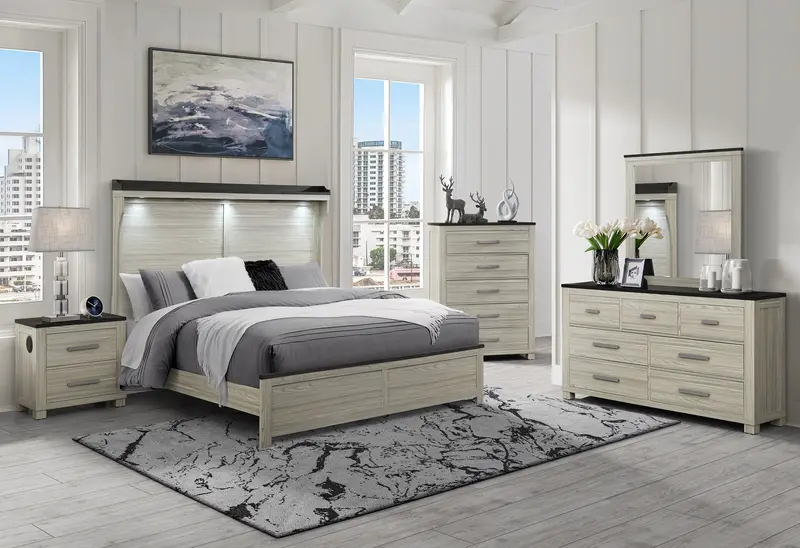 Ashley Brown Queen Bed Set – Bed, Nightstands, Dresser & Mirror