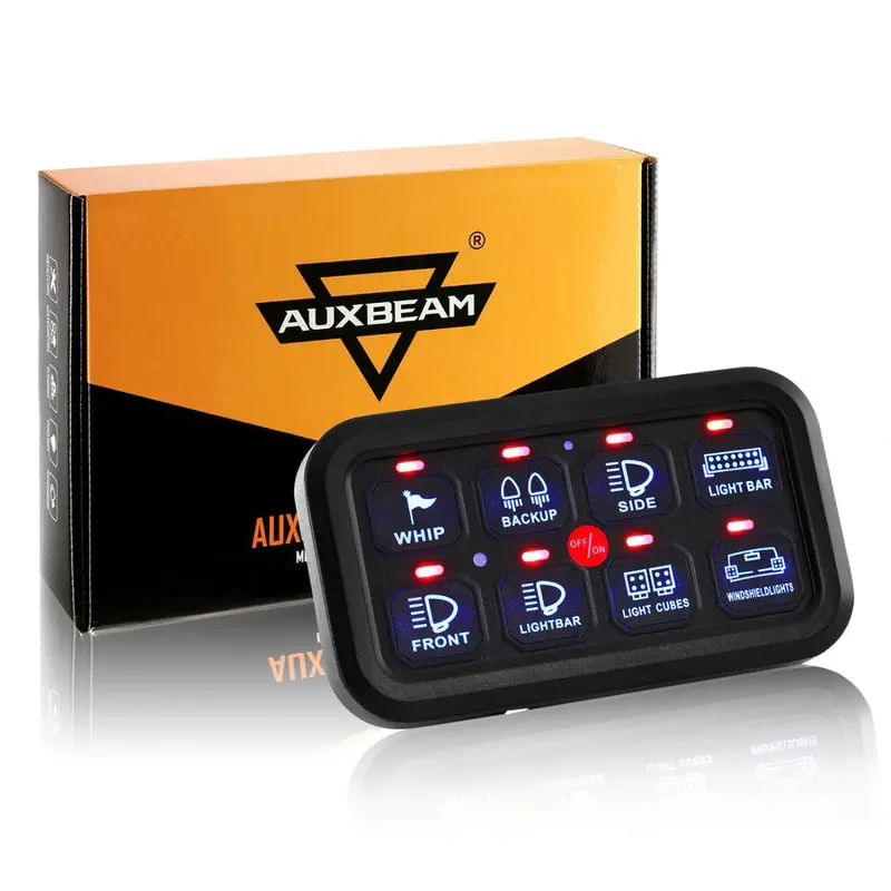 Auxbeam Single-Side 8-Gang LED Switch Panel