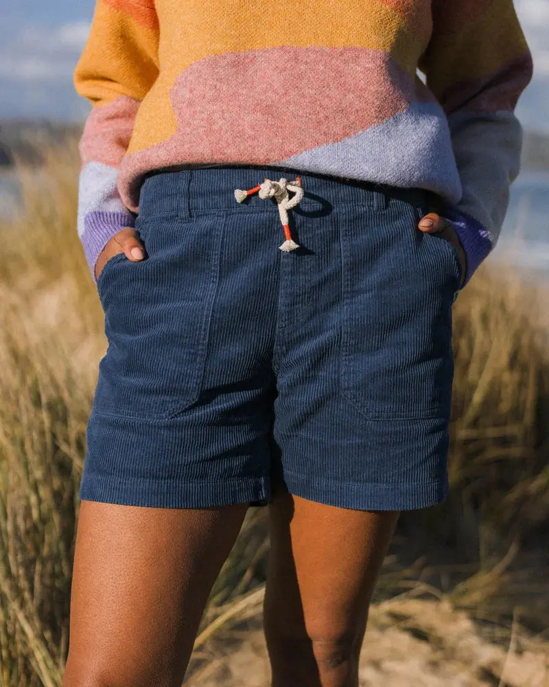 Avian Organic Corduroy Walkshorts – Dark Denim Textured Shorts