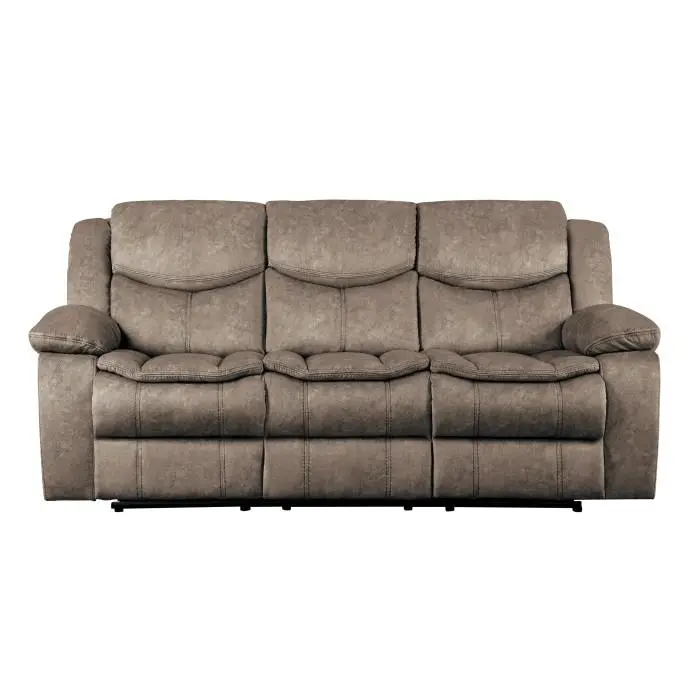 Bastrop Brown Double Reclining Sofa – 3-Seat Power-Adjustable Couch