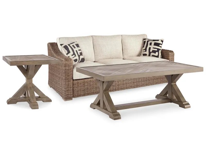 Beachcroft Nuvella Sofa + Matching Coffee and End Tables