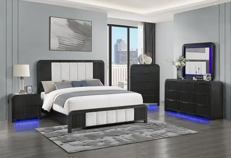 Beckett White-and-Black Queen Bedroom Set with Modern Silhouette