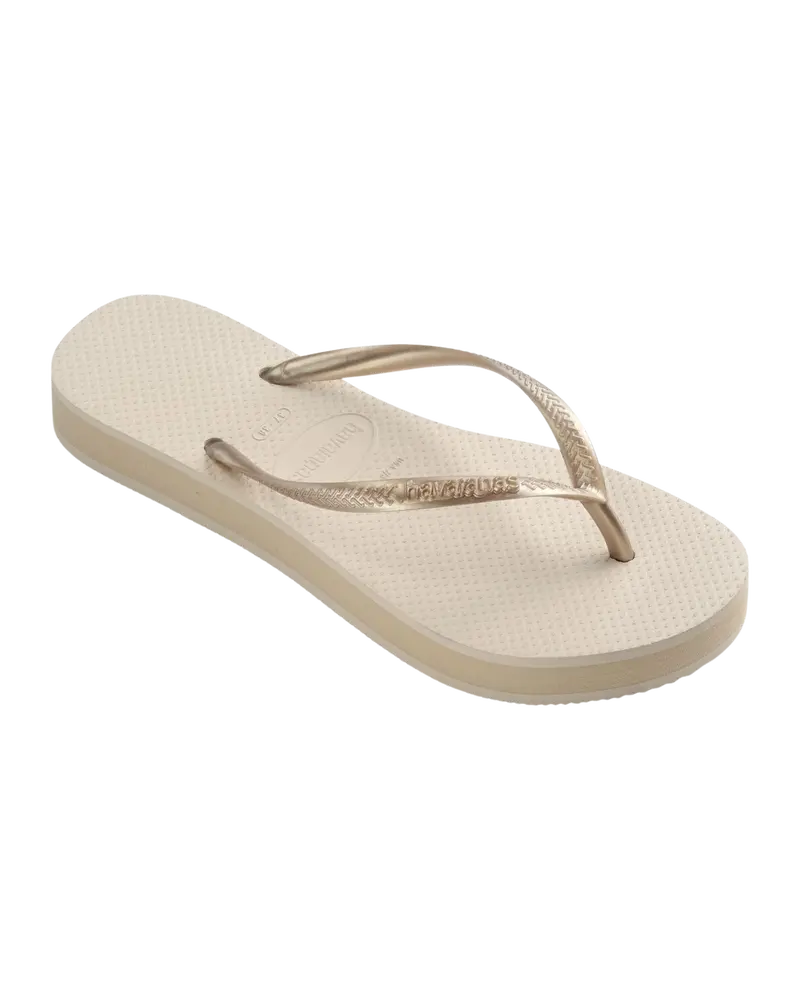 Beige Slim Flatform Flip Flops