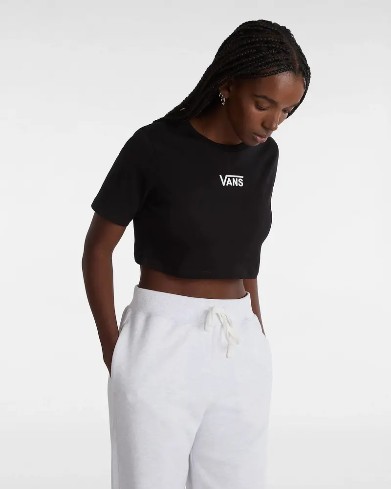 Black Flying V Crop Top T-Shirt for Women