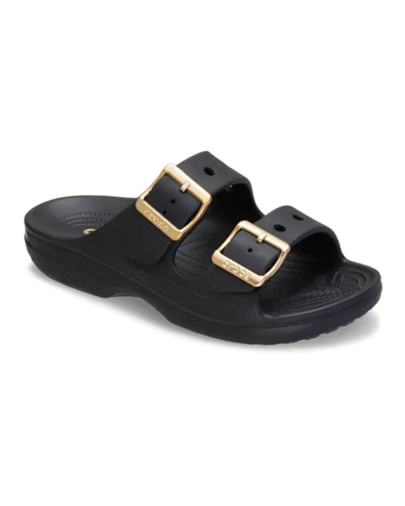 Black Metallic Buckle Saturday Sandals