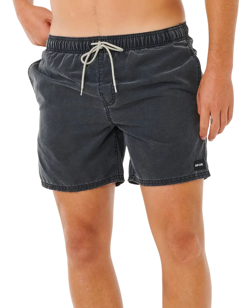 Black Offset Washed Volley Shorts – Versatile Everyday Short Style