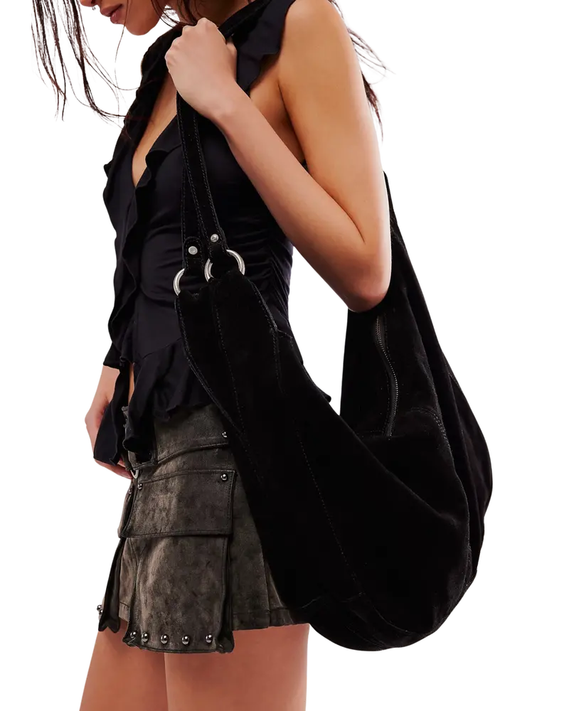 Black Suede Roma Tote Bag