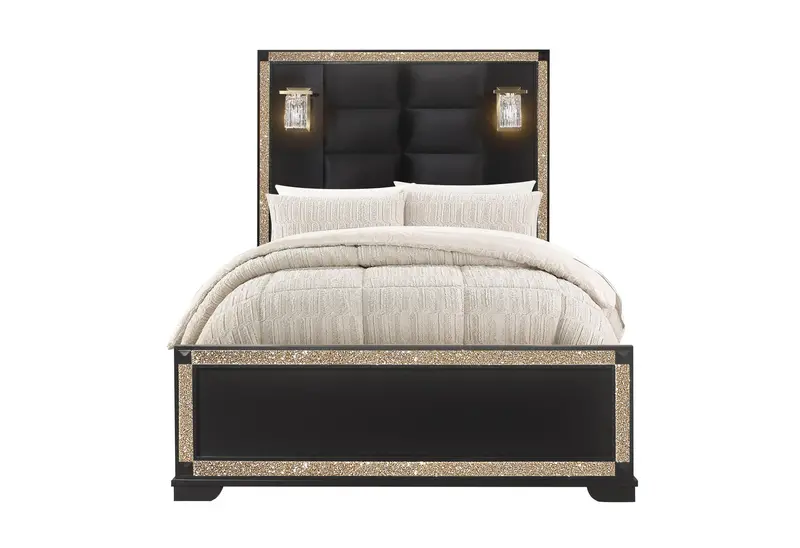 Blake Black Full Bed with Lamp-Compatible Design