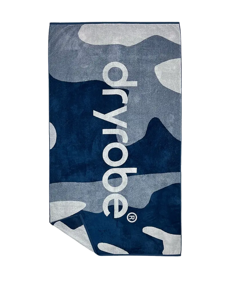 Blue-Black Camo Organic Beach Towel – GOTS-Certified Cotton