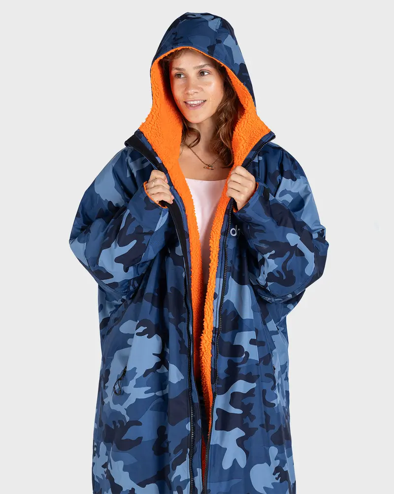 Blue Camo and Orange Advance Long-Sleeve Rash Guard