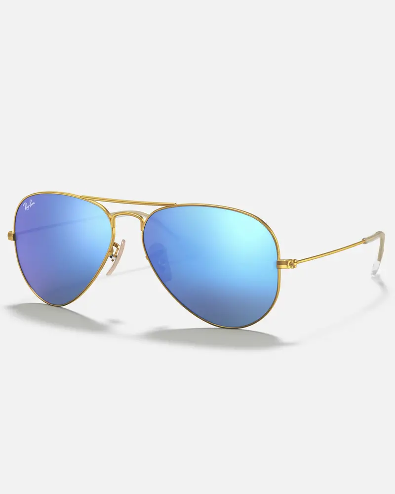 Blue-Finished Aviator Metal Sunglasses