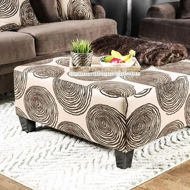 Bonaventura Brown Fabric Ottoman