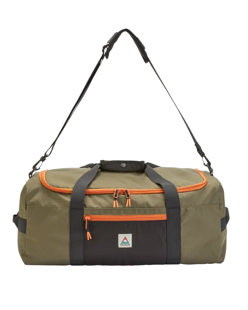 Boondocker 30L Travel Duffel in True Black and Khaki Green
