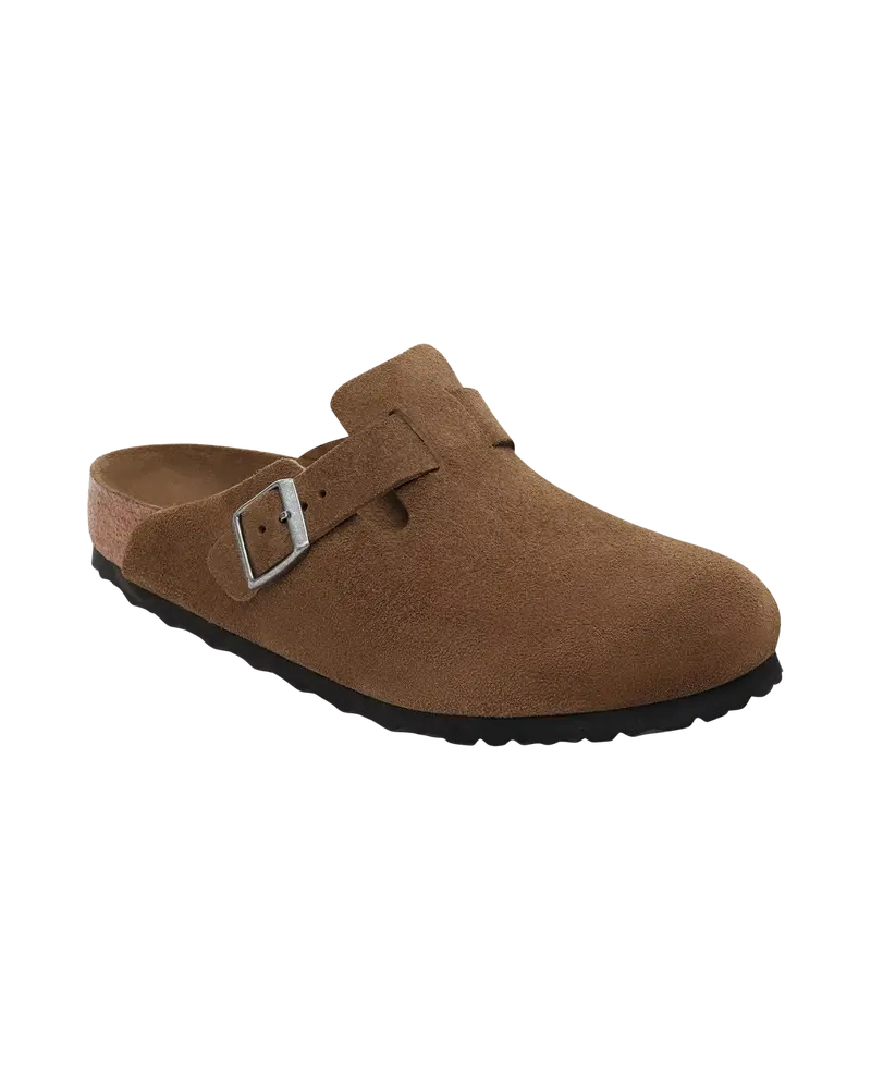 Boston Dark Tea Suede Leather Sandals – Soft Footbed Design