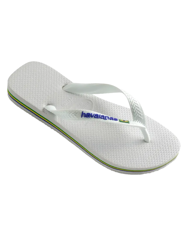 Brazil-Branded White Flip Flops