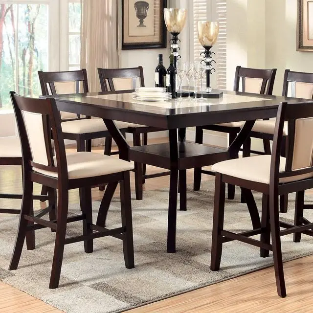 Brent II Counter-Height Dining Table – Dark Cherry & Ivory Finish with Insert