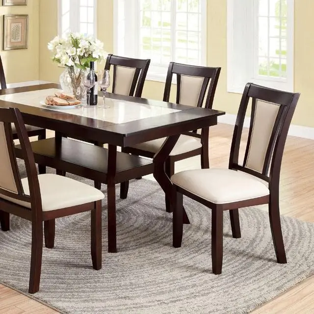 Brent Solid Wood Dining Table – Dark Cherry & Ivory Finish