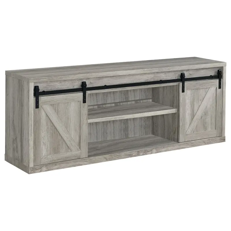 Brockton Media TV Stand with Open Shelving and Storage Cabinets