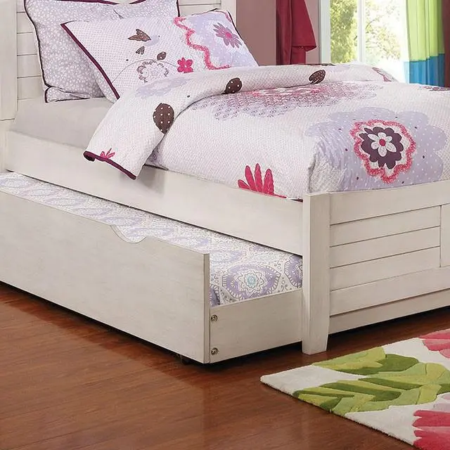 Brogan Trundle Bed with Drawers – Antique White Finish