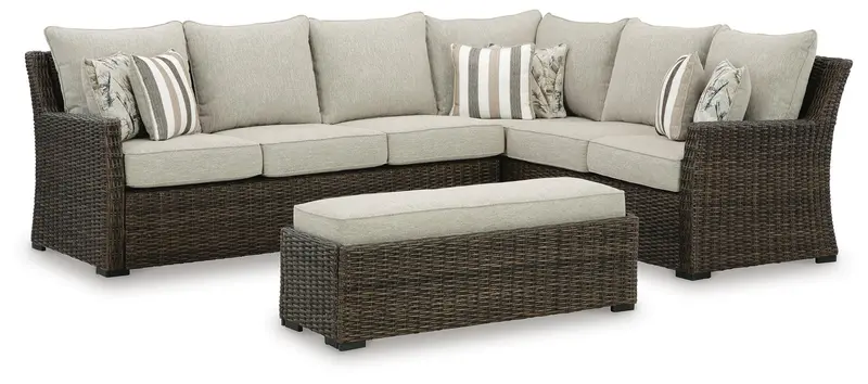 Brook Ranch Outdoor Sectional Sofa Set (3-Piece w/ Cushions)