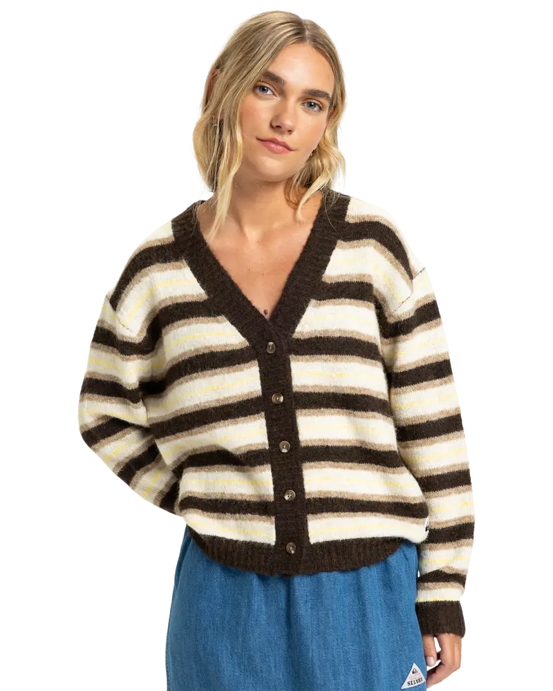 Bukit Chocolate Brown Striped Cardigan