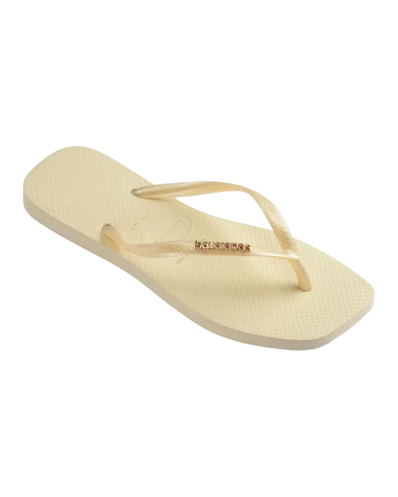 Buttercream Square Logo Metallic Flip Flops
