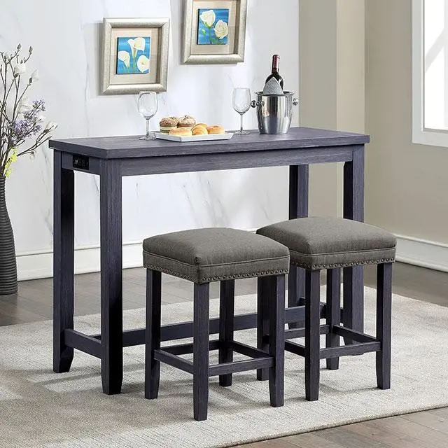 Caerleon Gray and Blue Counter-Height Dining Set (3-4 Pieces)
