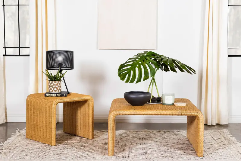 Cahya Rustic Coffee Table Set Featuring Reclaimed Wood Accents
