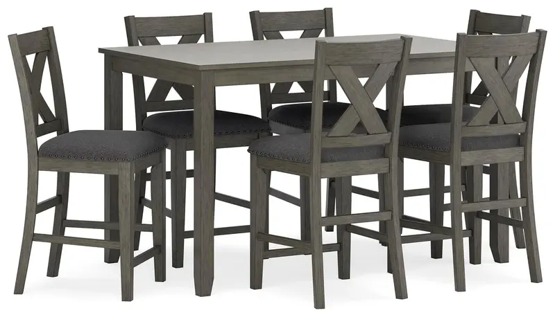 Caitbrook Counter-Height Dining Set: Table + 6 Bar Stools
