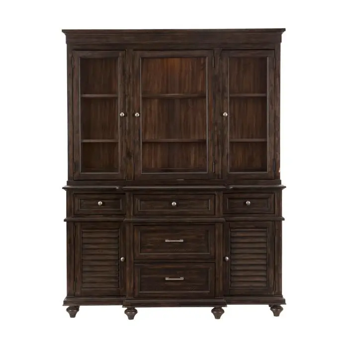 Cardano Charcoal Buffet and Hutch Combo – Open & Closed Shelving 1689-50*