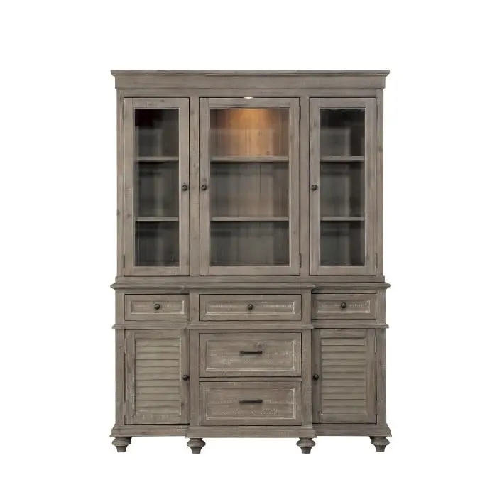 Cardano Light Brown Buffet with Hutch – Farmhouse Dining Storage 1689BR-50*