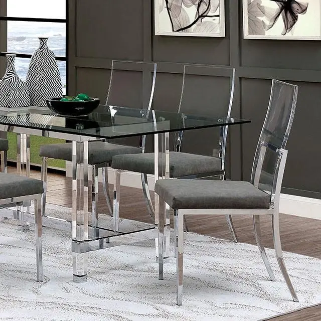 Casper Chrome Dining Table with Glass Top
