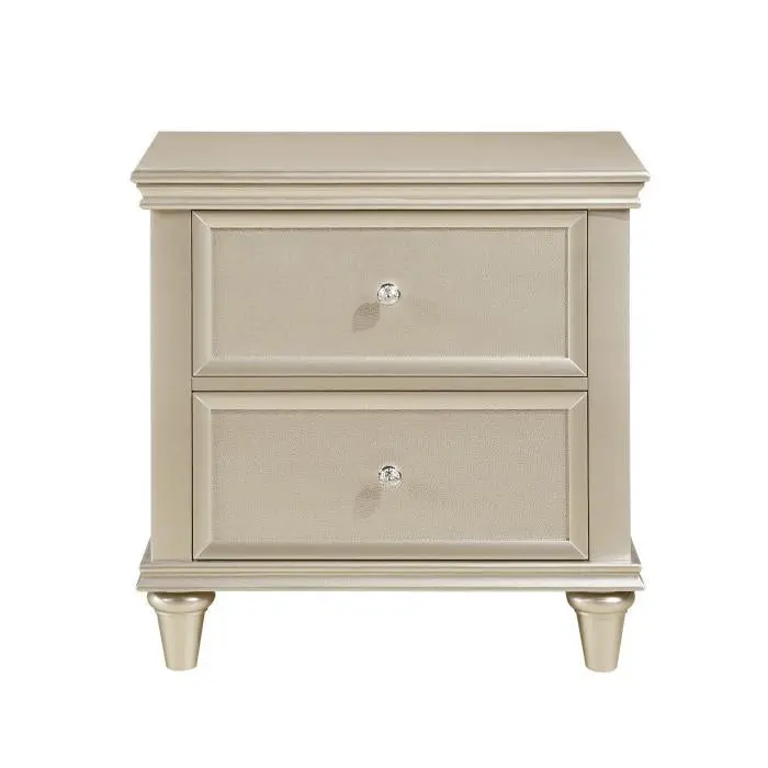 Celandine 2-Drawer Nightstand in Silver Metallic