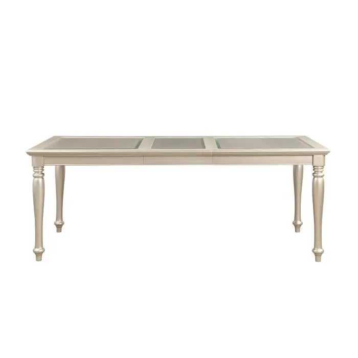 Celandine Extendable Dining Table in Silver Metallic