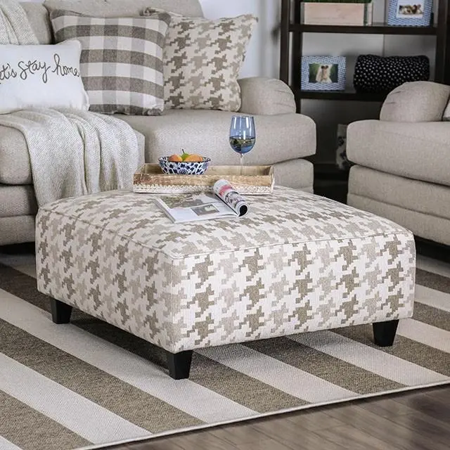 Christine Light Gray Patterned Ottoman