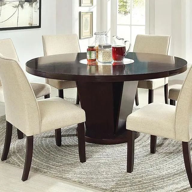 Cimma Espresso Round Dining Table with Ivory Accents